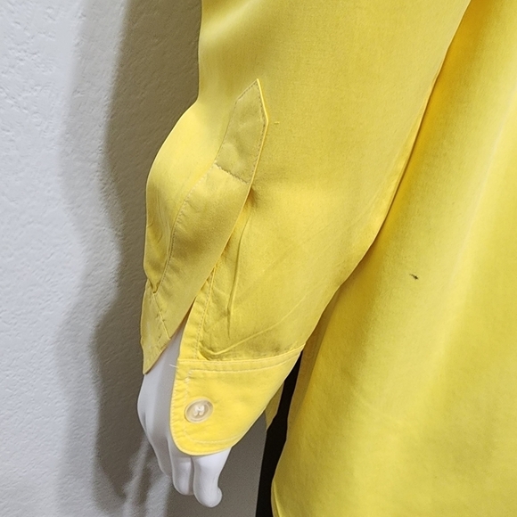 Diane Von Furstenberg Yellow Silk Button Down Tunic Top Size M - Picture 10 of 13
